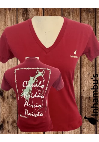 Camiseta Inhambu's Feminina Paixão por cavalos - Bordeaux