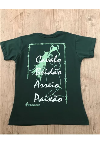 Camiseta Inhambu's Feminina Paixão por cavalos - Verde musgo